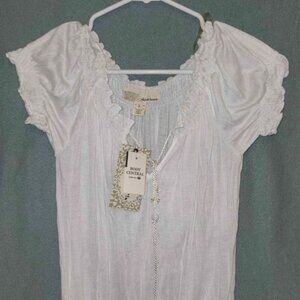 Short-Sleeved Ruffle Sleeve and Waist Blouse, NWT, Women's Size Small